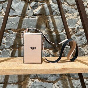 Fendi 2021 Runway Pink Vertical Box Logo Crossbody Bag